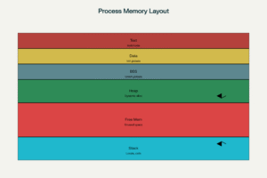 Operating system process lifecycle diagram showing creation, execution, and termination stages